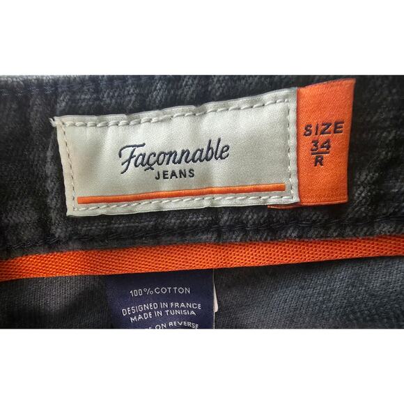 Faconnable Jeans Men's 34R Corduroy Pants Dark Gray Distressed Cotton French - Picture 10 of 15